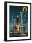 Shanghai, China - Retro Skyline (no text)-Lantern Press-Framed Art Print