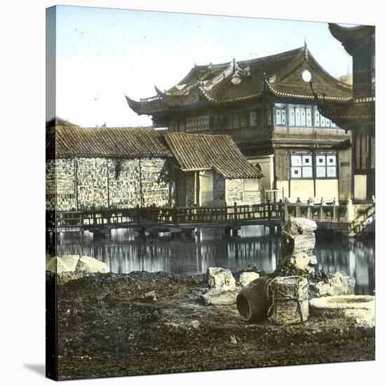 Shanghai (China), the Yuyuan Garden of Mandarin Yu, Tea Garden, 1860-Leon, Levy et Fils-Stretched Canvas