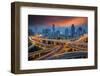 Shanghai Elevated Road Junction and Interchange Overpass at Night-anekoho-Framed Photographic Print