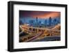 Shanghai Elevated Road Junction and Interchange Overpass at Night-anekoho-Framed Photographic Print