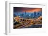 Shanghai Elevated Road Junction and Interchange Overpass at Night-anekoho-Framed Photographic Print