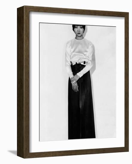 Shanghai Express, Anna May Wong, in Brown-And-White Satin Pajamas by Travis Banton, 1932-null-Framed Photo