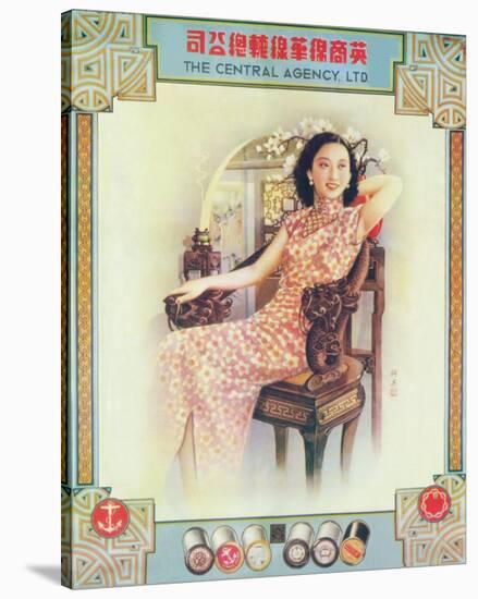 Shanghai Lady in Antique Chair-null-Stretched Canvas