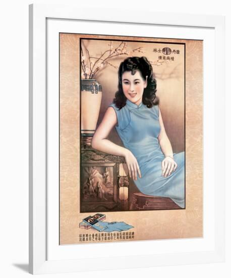 Shanghai Lady in Blue Dress-null-Framed Art Print