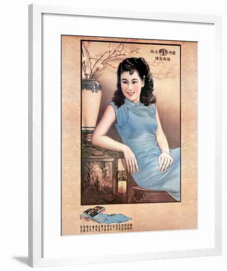 Shanghai Lady in Blue Dress-null-Framed Art Print