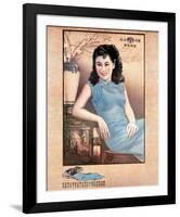 Shanghai Lady in Blue Dress-null-Framed Art Print