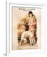 Shanghai Lady with Hound-null-Framed Art Print