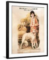 Shanghai Lady with Hound-null-Framed Art Print