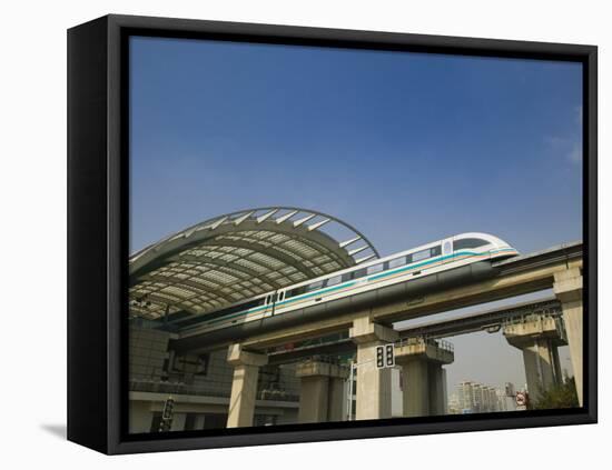 Shanghai Mag Lev Train at Pudong City Station, Pudong District, Shanghai, China-Walter Bibikow-Framed Stretched Canvas