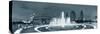 Shanghai People's Square with Fountain and Urban Skyline at Night Panorama in Black and White-Songquan Deng-Stretched Canvas