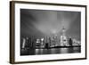 Shanghai Skyline At Night In Black And White-Songquan Deng-Framed Art Print