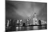 Shanghai Skyline At Night In Black And White-Songquan Deng-Mounted Art Print