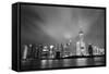 Shanghai Skyline At Night In Black And White-Songquan Deng-Framed Stretched Canvas