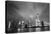 Shanghai Skyline At Night In Black And White-Songquan Deng-Stretched Canvas