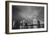 Shanghai Skyline At Night In Black And White-Songquan Deng-Framed Premium Giclee Print