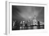 Shanghai Skyline At Night In Black And White-Songquan Deng-Framed Premium Giclee Print