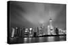 Shanghai Skyline At Night In Black And White-Songquan Deng-Stretched Canvas