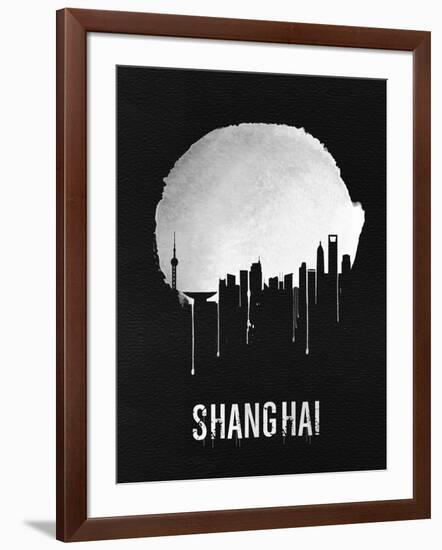 Shanghai Skyline Black-null-Framed Art Print