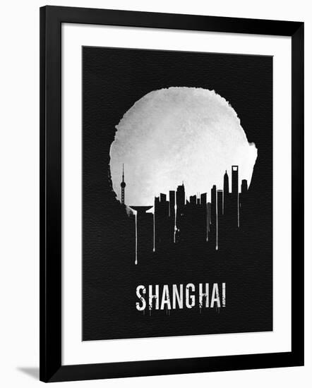 Shanghai Skyline Black-null-Framed Art Print