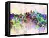 Shanghai Skyline in Watercolor Background-paulrommer-Framed Stretched Canvas