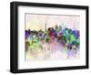 Shanghai Skyline in Watercolor Background-paulrommer-Framed Art Print