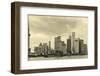 Shanghai Skyline over River in Overcast Day in Black and White-Songquan Deng-Framed Photographic Print