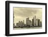 Shanghai Skyline over River in Overcast Day in Black and White-Songquan Deng-Framed Photographic Print