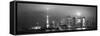 Shanghai Skyline Panorama in Black and White at Night-Songquan Deng-Framed Stretched Canvas