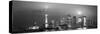 Shanghai Skyline Panorama in Black and White at Night-Songquan Deng-Stretched Canvas