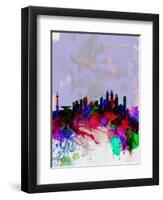 Shanghai Watercolor Skyline-NaxArt-Framed Art Print