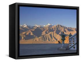 Shanti Stupa and Stok-Kangri Massif, Leh, Ladakh, Indian Himalayas, India-Jochen Schlenker-Framed Stretched Canvas