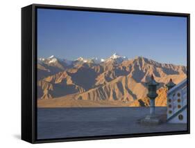 Shanti Stupa and Stok-Kangri Massif, Leh, Ladakh, Indian Himalayas, India-Jochen Schlenker-Framed Stretched Canvas