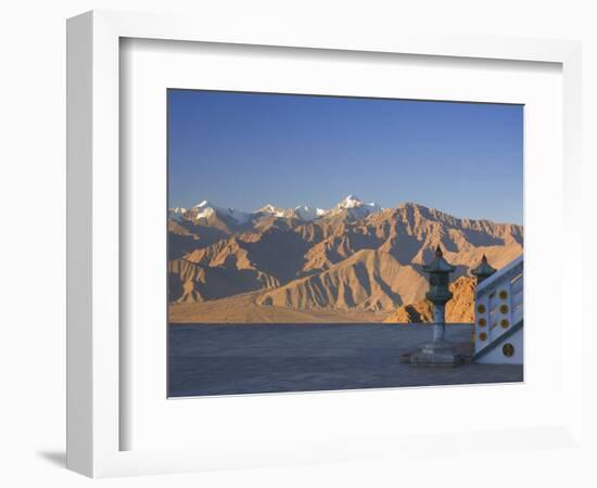 Shanti Stupa and Stok-Kangri Massif, Leh, Ladakh, Indian Himalayas, India-Jochen Schlenker-Framed Photographic Print