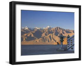 Shanti Stupa and Stok-Kangri Massif, Leh, Ladakh, Indian Himalayas, India-Jochen Schlenker-Framed Photographic Print