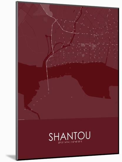 Shantou, China Red Map-null-Mounted Poster