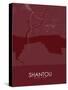 Shantou, China Red Map-null-Stretched Canvas