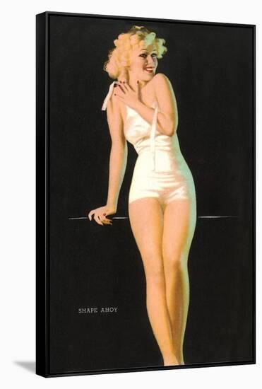 Shape Ahoy, Blonde in Bathing Suit-null-Framed Stretched Canvas