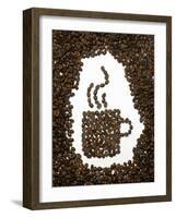 Shape of a Cup of Coffee in Coffee Beans-Gustavo Andrade-Framed Photographic Print