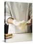 Shaping Pizza Dough by Hand (Stretching)-null-Stretched Canvas