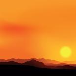 Vector Background of the African Landscape Sunset-shapket-Art Print