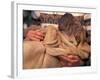 Shar Pei Puppy Lying on Its Back and Being Cuddled, Showing Excess Skin-Adriano Bacchella-Framed Photographic Print