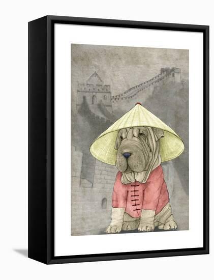 Shar Pei with the Great Wall-Barruf-Framed Stretched Canvas