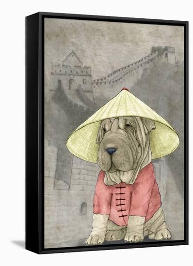 Shar Pei with the Great Wall-Barruf-Framed Stretched Canvas