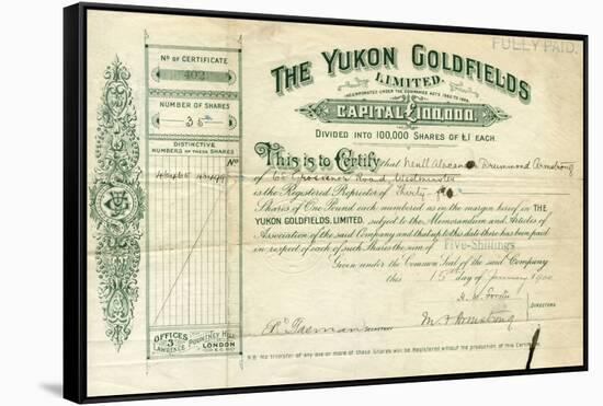 Share Certificate for the Yukon Goldfields-null-Framed Stretched Canvas