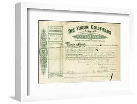 Share Certificate for the Yukon Goldfields-null-Framed Photographic Print