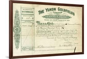 Share Certificate for the Yukon Goldfields-null-Framed Photographic Print