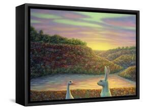 Sharing A Moment-James W Johnson-Framed Stretched Canvas