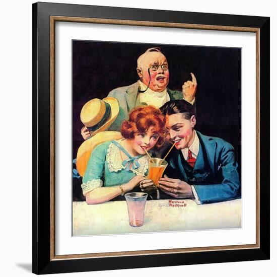 Sharing A Soda-Norman Rockwell-Framed Giclee Print