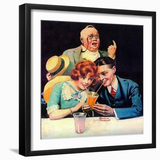 Sharing A Soda-Norman Rockwell-Framed Giclee Print