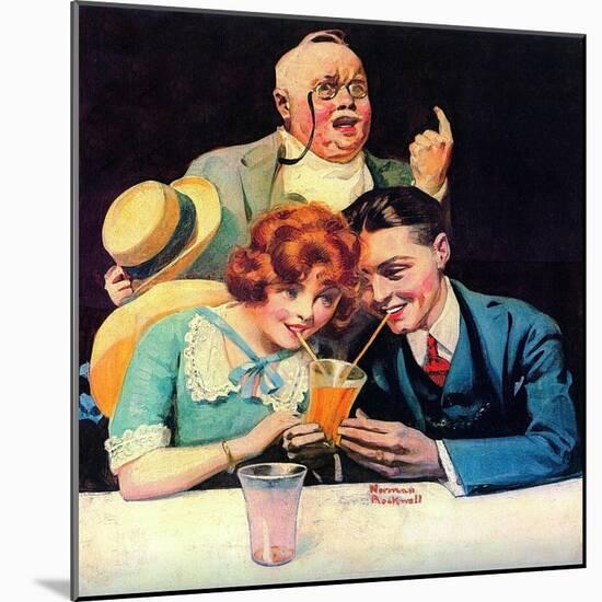 Sharing A Soda-Norman Rockwell-Mounted Giclee Print